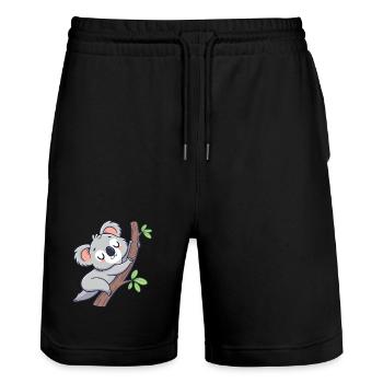 Traumhafter Koala auf einem Ast - Stanley/Stella Unisex Bio Joggingshorts Trainer  - Schwarz - Vorne - Nik (191cm) & Marisol (170cm)
