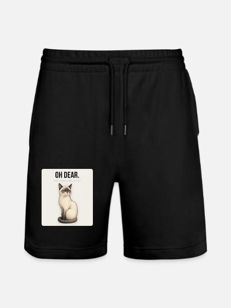 OH DEAR Sarcastic Cat Design - Stanley/Stella Unisex Bio Joggingshorts Trainer - Schwarz