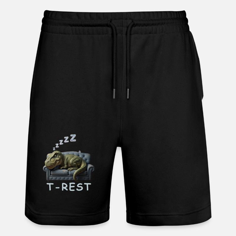 T-Rest Dino auf Sofa - Stanley/Stella Unisex Bio Joggingshorts Trainer - Schwarz