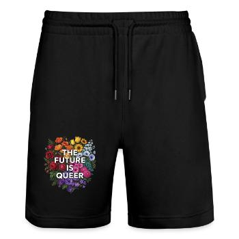 Mois de la fierté LGBTQ - L’avenir est queer - Short de jogging bio TRAINER Stanley/Stella unisexe - noir - Devant - Nik (191cm) & Marisol (170cm)