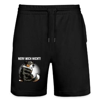 Nerv Mich Nicht Australian Shepherd Aussie Aussies - Stanley/Stella Unisex Bio Joggingshorts Trainer  - Schwarz - Vorne - Nik (191cm) & Marisol (170cm)