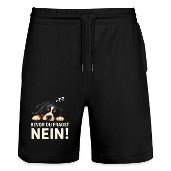 Berner Sennenhund Spruch Hundehalter Hunde Humor - Stanley/Stella Unisex Bio Joggingshorts Trainer  - Schwarz - Vorne - Nik (191cm) & Marisol (170cm)