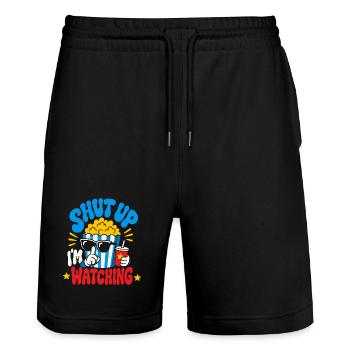 Shut Up I'm Watching Movies - Stanley/Stella Unisex Bio Joggingshorts Trainer  - Schwarz - Vorne - Nik (191cm) & Marisol (170cm)