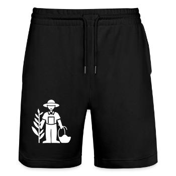 Farmer Bauer - Stanley/Stella Unisex Bio Joggingshorts Trainer  - Schwarz - Vorne - Nik (191cm) & Marisol (170cm)