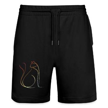 Look rétro de chat - Short de jogging bio TRAINER Stanley/Stella unisexe - noir - Devant - Nik (191cm) & Marisol (170cm)