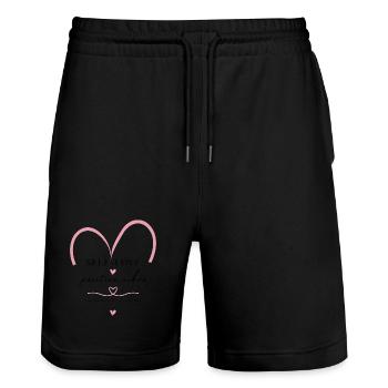 Cœur d’amour de soi | Positive Vibes Design - Short de jogging bio TRAINER Stanley/Stella unisexe - noir - Devant - Nik (191cm) & Marisol (170cm)