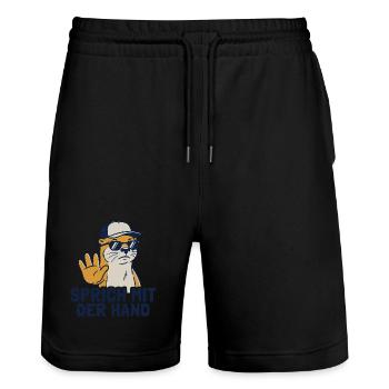 Cooler Spruch Lustiger Otter - Stanley/Stella Unisex Bio Joggingshorts Trainer  - Schwarz - Vorne - Nik (191cm) & Marisol (170cm)