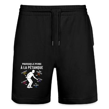 pourquoi je perds à la pétanque - Short de jogging bio TRAINER Stanley/Stella unisexe - noir - Devant - Nik (191cm) & Marisol (170cm)