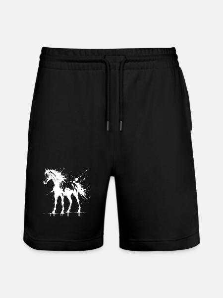 White Splash Pony-Kunst - Stanley/Stella Unisex Bio Joggingshorts Trainer  - Schwarz