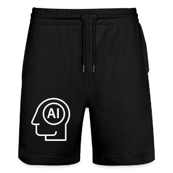 Ai,  Künstliche Intelligenz, KI Technologie - Stanley/Stella Unisex Bio Joggingshorts Trainer  - Schwarz - Vorne - Nik (191cm) & Marisol (170cm)