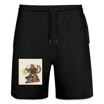 Waffe des Mathematikunterrichts - Stanley/Stella Unisex Bio Joggingshorts Trainer  - Schwarz - Vorne - Nik (191cm) & Marisol (170cm)
