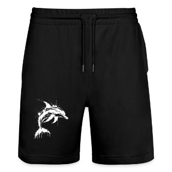 Dolphin Paint Splash White - Stanley/Stella Unisex Bio Joggingshorts Trainer  - Schwarz - Vorne - Nik (191cm) & Marisol (170cm)