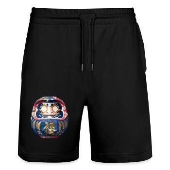 Bunter Daruma mit Blumenmuster Origami Daruma - Stanley/Stella Unisex Bio Joggingshorts Trainer  - Schwarz - Vorne - Nik (191cm) & Marisol (170cm)