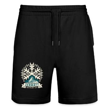 Vintage Zermatt Switzerland Alps - Stanley/Stella Trainer Unisex Organic Jogging Shorts - black - Front - Nik (191cm) & Marisol (170cm)