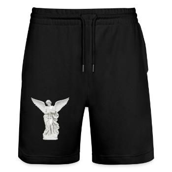 Himmlischer Schutzengel mit Schwert - Stanley/Stella Unisex Bio Joggingshorts Trainer  - Schwarz - Vorne - Nik (191cm) & Marisol (170cm)
