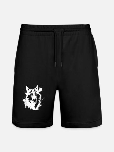 Wolf heult in weißen Spritzsplittern - Stanley/Stella Unisex Bio Joggingshorts Trainer - Schwarz