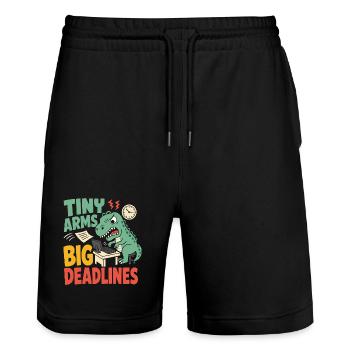 T-Rex mit kleinen Armen im Büro - Stanley/Stella Unisex Bio Joggingshorts Trainer  - Schwarz - Vorne - Nik (191cm) & Marisol (170cm)