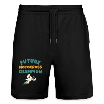 Future Motocross Champion Kids - Stanley/Stella Trainer Unisex Organic Jogging Shorts - black - Front - Nik (191cm) & Marisol (170cm)