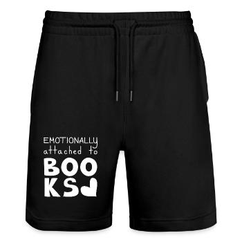 Emotionally Attached To Books, White - Stanley/Stella Trainer Unisex Organic Jogging Shorts - black - Front - Nik (191cm) & Marisol (170cm)