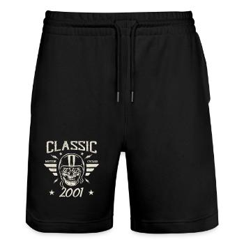 Klassisches Vintage-Geburtstagsgeschenk Jahrgang 2001 - Stanley/Stella Unisex Bio Joggingshorts Trainer  - Schwarz - Vorne - Nik (191cm) & Marisol (170cm)