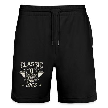 Klassisches Vintage-Geburtstagsgeschenk aus dem Jahr 1963 - Stanley/Stella Unisex Bio Joggingshorts Trainer  - Schwarz - Vorne - Nik (191cm) & Marisol (170cm)