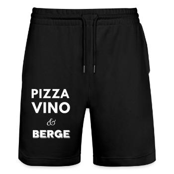 Pizza, Vino & Berge - Stanley/Stella Unisex Bio Joggingshorts Trainer  - Schwarz - Vorne - Nik (191cm) & Marisol (170cm)