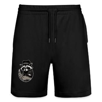 Waschbär mit Hut - Stanley/Stella Unisex Bio Joggingshorts Trainer  - Schwarz - Vorne - Nik (191cm) & Marisol (170cm)