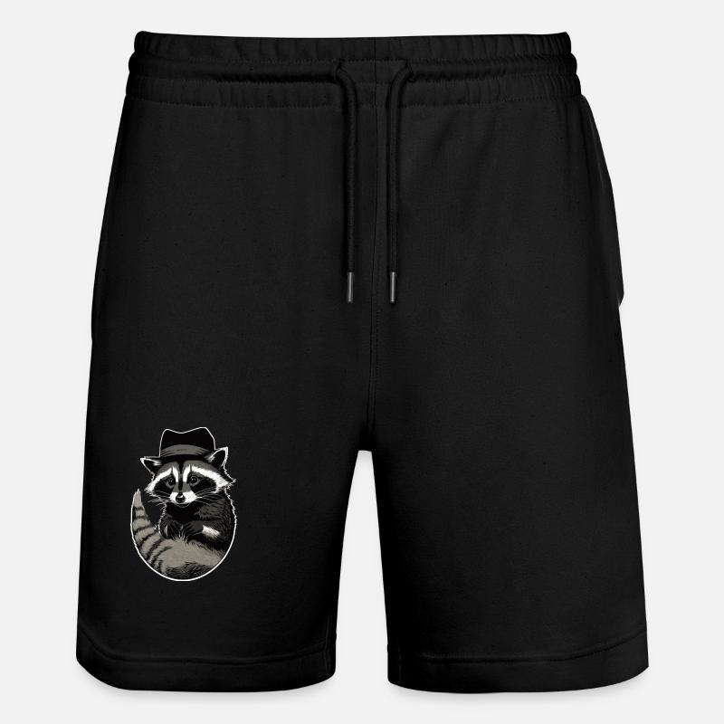 Waschbär mit Hut - Stanley/Stella Unisex Bio Joggingshorts Trainer  - Schwarz