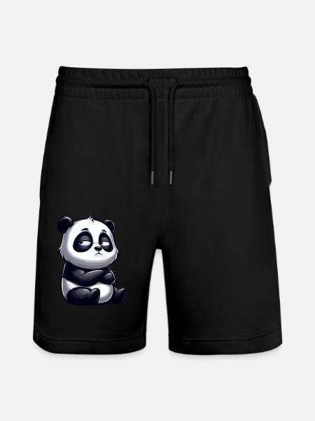 Divertente Panda Comic Stravagante Toro Scettico - Pantaloncini da jogger ecologici unisex Trainer di Stanley/Stella - nero