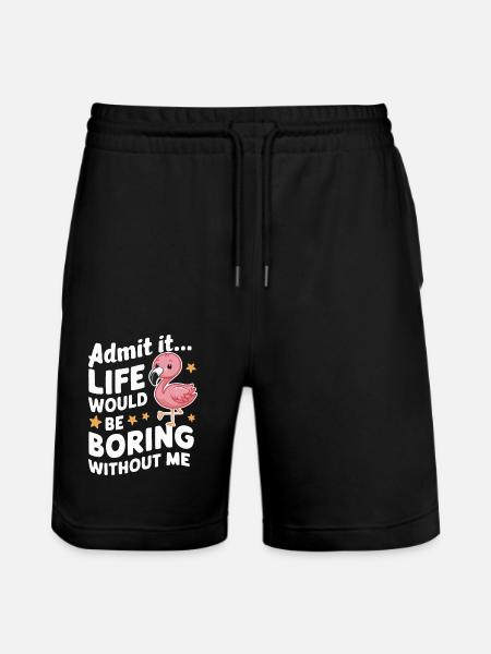 Flamingo Tier Rosa - Stanley/Stella Unisex Bio Joggingshorts Trainer  - Schwarz