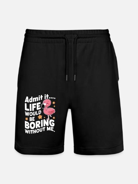 Flamingo Animal Pink - Stanley/Stella Trainer Unisex Organic Jogging Shorts - black