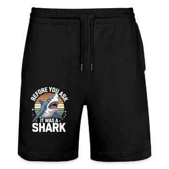 Amputation Disability - Stanley/Stella Trainer Unisex Organic Jogging Shorts - black - Front - Nik (191cm) & Marisol (170cm)