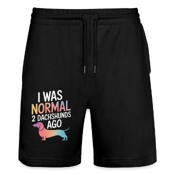 Dackel Hund - Stanley/Stella Unisex Bio Joggingshorts Trainer  - Schwarz - Vorne - Nik (191cm) & Marisol (170cm)