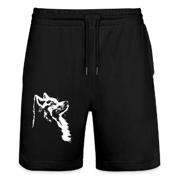 Samojede Silhouette Hunde Hund Wilsigns - Stanley/Stella Unisex Bio Joggingshorts Trainer  - Schwarz - Vorne - Nik (191cm) & Marisol (170cm)