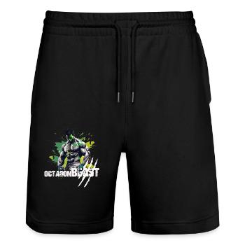 Octagon Beast Kampfsport MMA - Stanley/Stella Unisex Bio Joggingshorts Trainer  - Schwarz - Vorne - Nik (191cm) & Marisol (170cm)