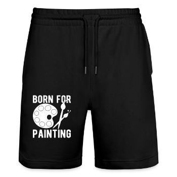 Funny Art Painter Born For Painting Drawing Artist - Stanley/Stella Trainer Unisex Organic Jogging Shorts - black - Front - Nik (191cm) & Marisol (170cm)