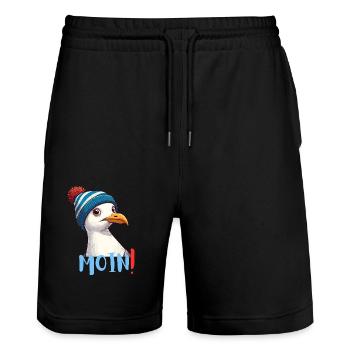 Hambourg Moin Mer du Nord Allemagne Nord Drôle Mouette - Short de jogging bio TRAINER Stanley/Stella unisexe - noir - Devant - Nik (191cm) & Marisol (170cm)