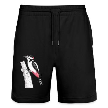 Great spotted woodpecker - Stanley/Stella Trainer Unisex Organic Jogging Shorts - black - Front - Nik (191cm) & Marisol (170cm)