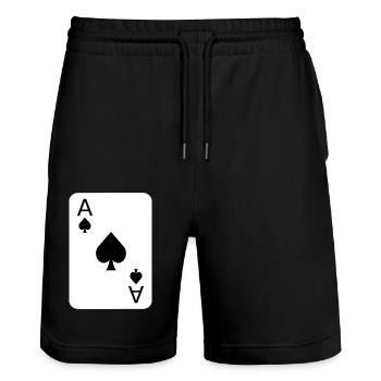 Pik Poker Spielkarte Kostüm - Stanley/Stella Unisex Bio Joggingshorts Trainer  - Schwarz - Vorne - Nik (191cm) & Marisol (170cm)