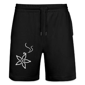 White Floral Ornamentation Pattern - Stanley/Stella Trainer Unisex Organic Jogging Shorts - black - Front - Nik (191cm) & Marisol (170cm)