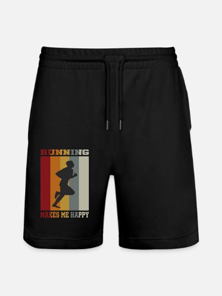 Running makes me happy - Stanley/Stella Trainer Unisex Organic Jogging Shorts - black