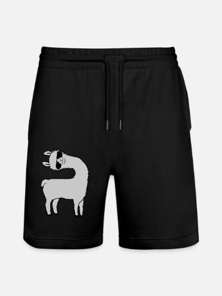 Lama looks crooked - Stanley/Stella Trainer Unisex Organic Jogging Shorts - black