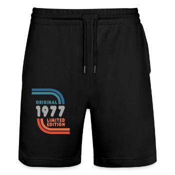 Né en 1977 Original Rétro Vintage Anniversaire Graphique - Short de jogging bio TRAINER Stanley/Stella unisexe - noir - Devant - Nik (191cm) & Marisol (170cm)