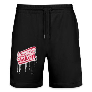 cute but taken Zitat - Stanley/Stella Unisex Bio Joggingshorts Trainer  - Schwarz - Vorne - Nik (191cm) & Marisol (170cm)