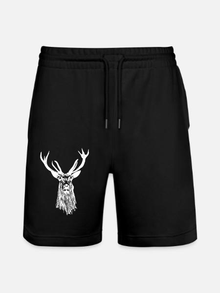 I love deer deer - Stanley/Stella Trainer Unisex Organic Jogging Shorts - black