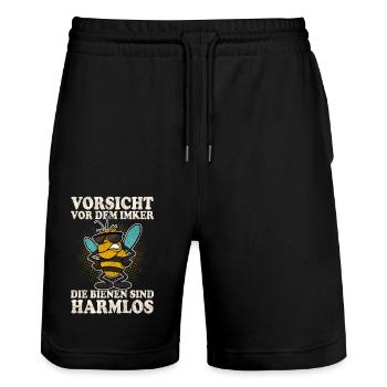 Imker Bienen Biene - Stanley/Stella Unisex Bio Joggingshorts Trainer  - Schwarz - Vorne - Nik (191cm) & Marisol (170cm)