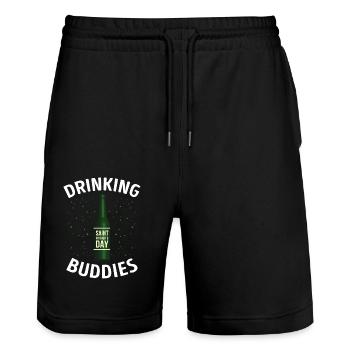 Drinking Buddies Saint Patricks Day - Stanley/Stella Trainer Unisex Organic Jogging Shorts - black - Front - Nik (191cm) & Marisol (170cm)
