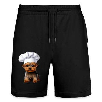 Yorkshire Terrier Restaurateur Chien Chiot Cuisine Chien - Short de jogging bio TRAINER Stanley/Stella unisexe - noir - Devant - Nik (191cm) & Marisol (170cm)