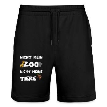 Nicht mein Zoo nicht meine Tiere - lustiger Spruch - Stanley/Stella Unisex Bio Joggingshorts Trainer  - Schwarz - Vorne - Nik (191cm) & Marisol (170cm)