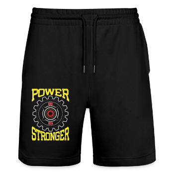 Power stronger - Stanley/Stella Trainer Unisex Organic Jogging Shorts - black - Front - Nik (191cm) & Marisol (170cm)